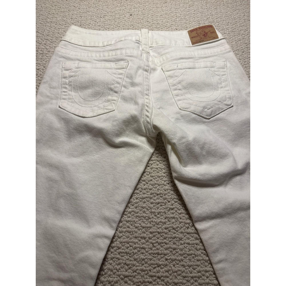 True Religion Johnny Jeans Womens 30 White Distressed Straight Leg USA - Picture 9 of 10
